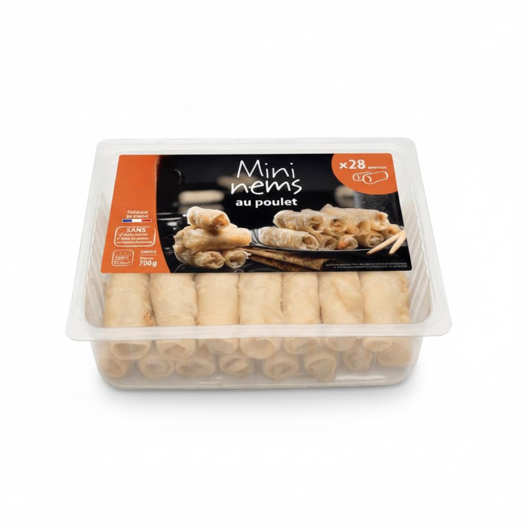 Mini Nems de Pollo - 700g (aprox. 28 uds) - Rollitos de Arroz Crujientes con Pollo y Verduras - Sin Aceite de Palma ni Conservantes - Receta Tradicional Elaborada - NEXU