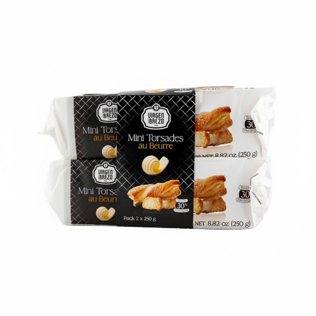 Lacitos de Hojaldre con 30% Mantequilla - Pack de 2 x 250g (500g Total) - Mini Torsades au Beurre Tradicionales - Repostería Hecha en España - NEXU
