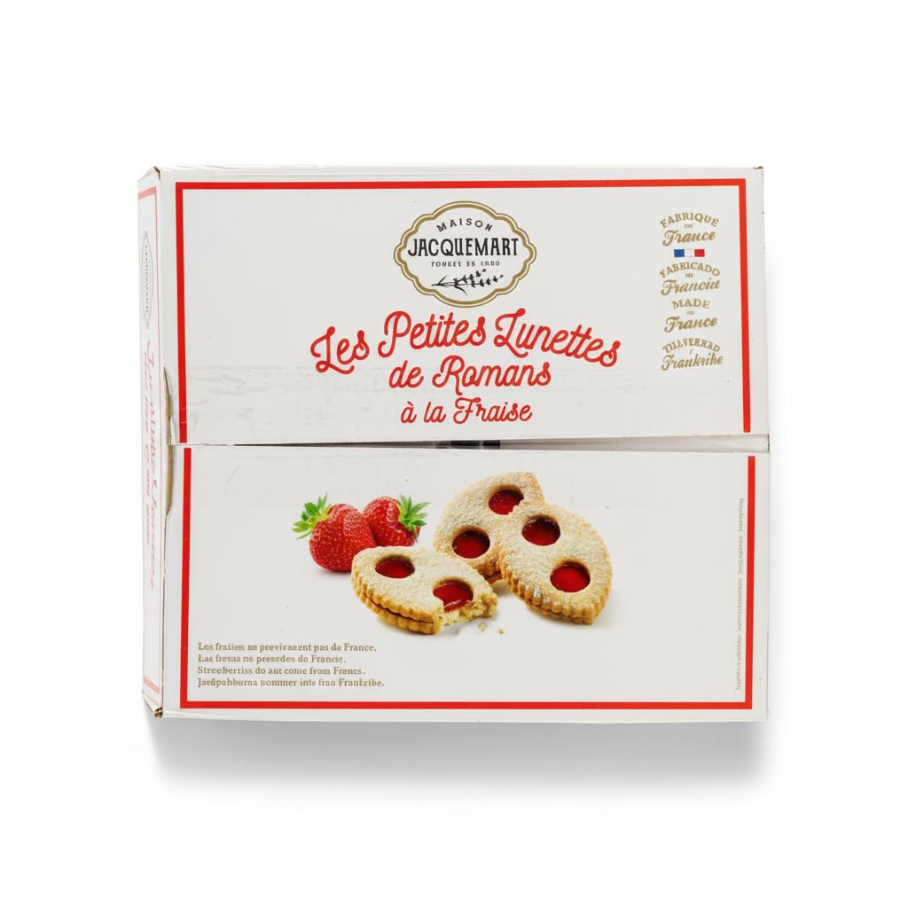 Les Petites Lunettes de Romans - Galletas Francesas de Fresa, Formato Ahorro 936g (36 Unidades) - Jacquemart - Repostería Tradicional - NEXU