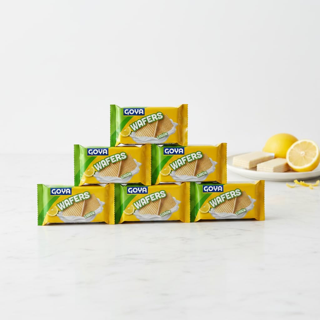 Wafers Sabor Limón - Pack de 6 Unidades de 95G - Galletas de Oblea Crujientes con Crema de Limón - Snack Familiar Ideal para Meriendas y Oficina - Goya - NEXU