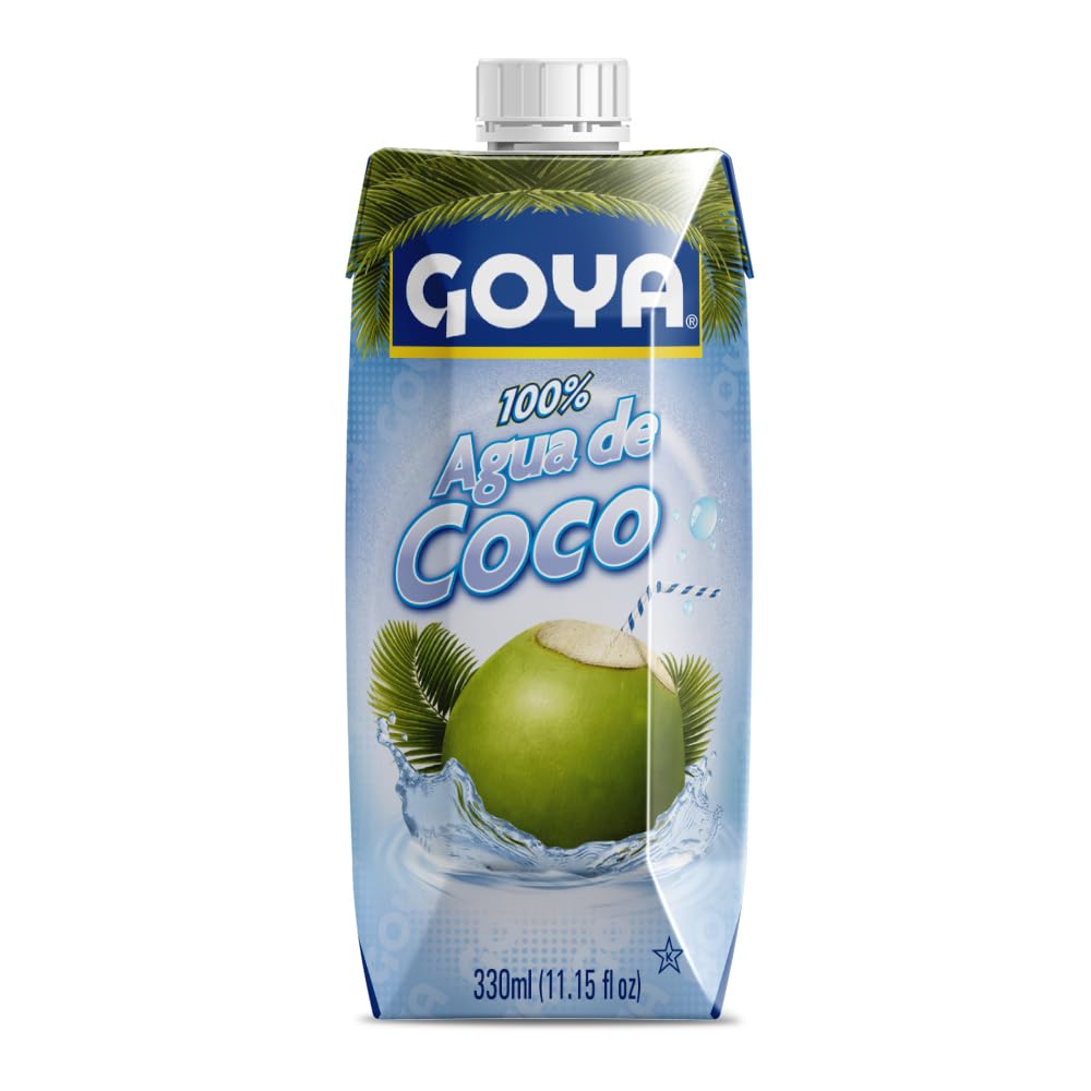Goya Agua de Coco 24x330 ml, 100% Agua de Coco Natural Sin Azúcar, Hidratante y Reconstituyente con Electrolitos y Minerales