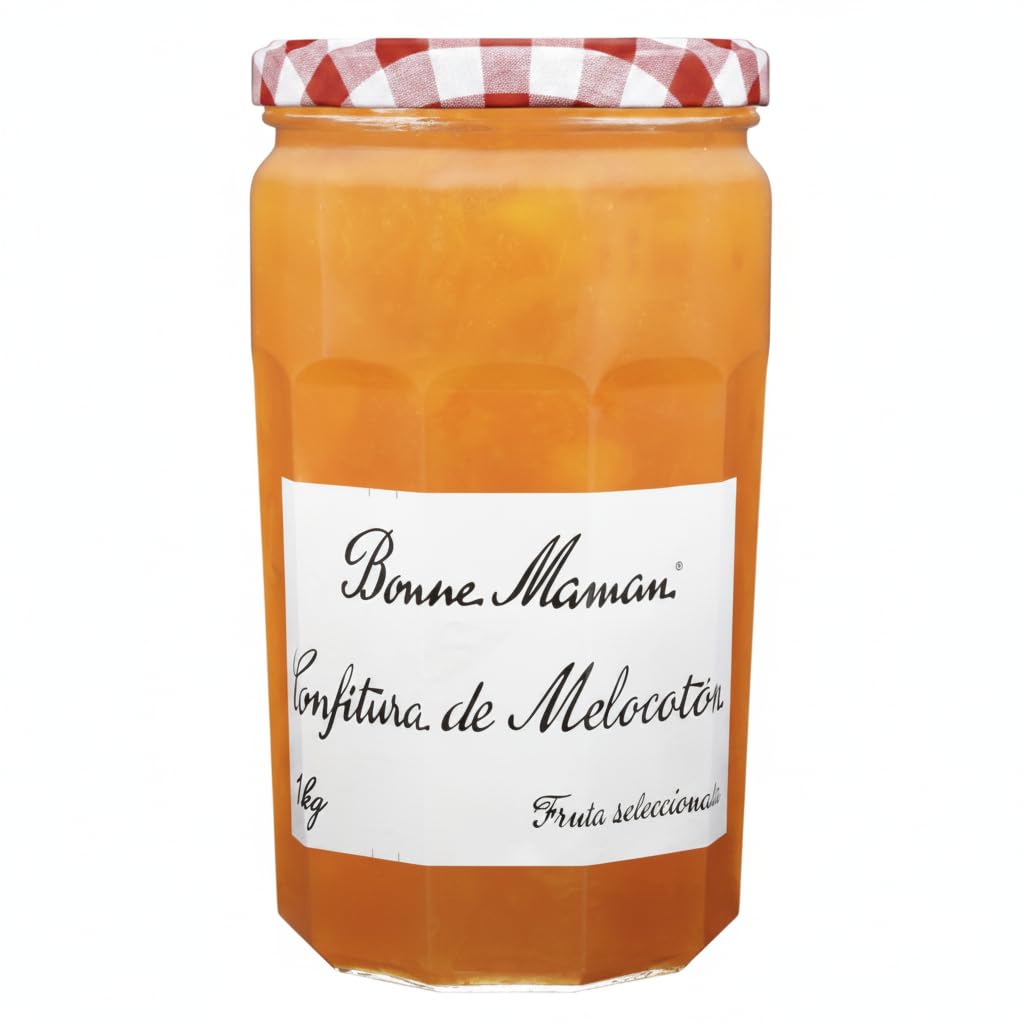 Confitura de Melocotón 1kg - Receta Tradicional con Ingredientes Naturales - Sin Colorantes ni Conservantes - Formato Familiar en Tarro de Cristal - NEXU