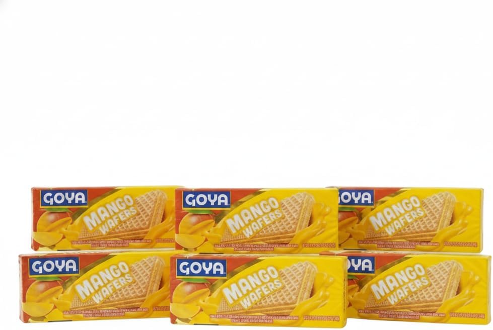 Mango Wafers - Pack de 6 Galletas Wafer Crujientes con Crema de Mango, 140g cada una - Snack Tropical de Toda la Familia - Goya - NEXU