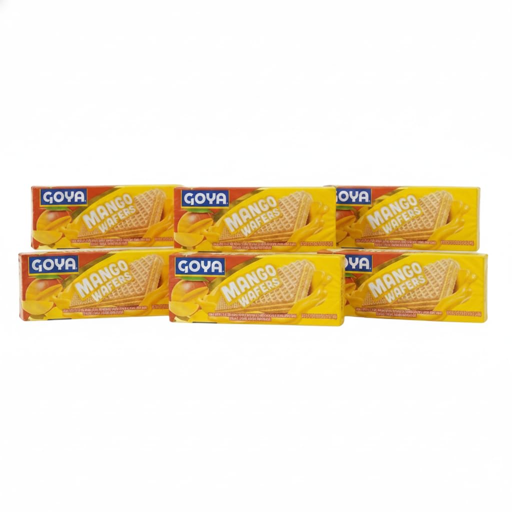 Mango Wafers - Pack de 6 Galletas Wafer Crujientes con Crema de Mango, 140g cada una - Snack Tropical de Toda la Familia - Goya - NEXU