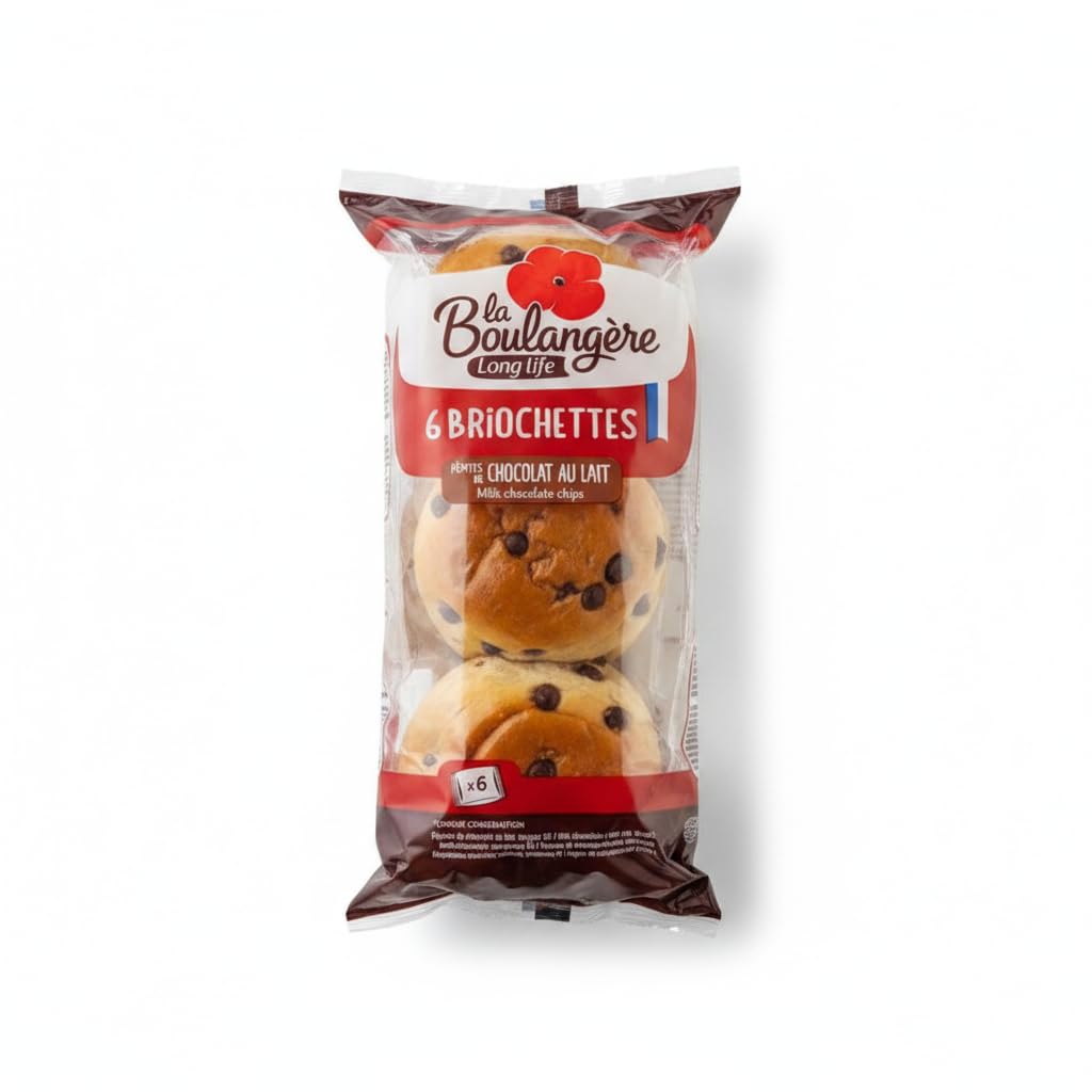 18 Briochettes con Pepitas de Chocolate con Leche - Pack de 3 x 210g (Total 630g) - Bollería Esponjosa con Huevos de Gallinas Criadas Sueltas - La Boulangère - Sin Aceite de Palma - NEXU