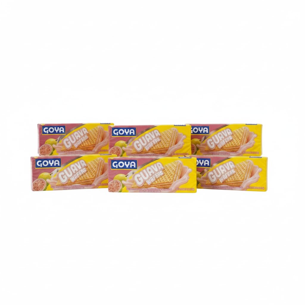 Galletas Wafer de Guayaba, Pack de 6 Unidades (140g c/u) - Barquillos Crujientes Rellenos de Crema de Guayaba Tropical - Goya - Snack Dulce para Merienda y Postre - NEXU