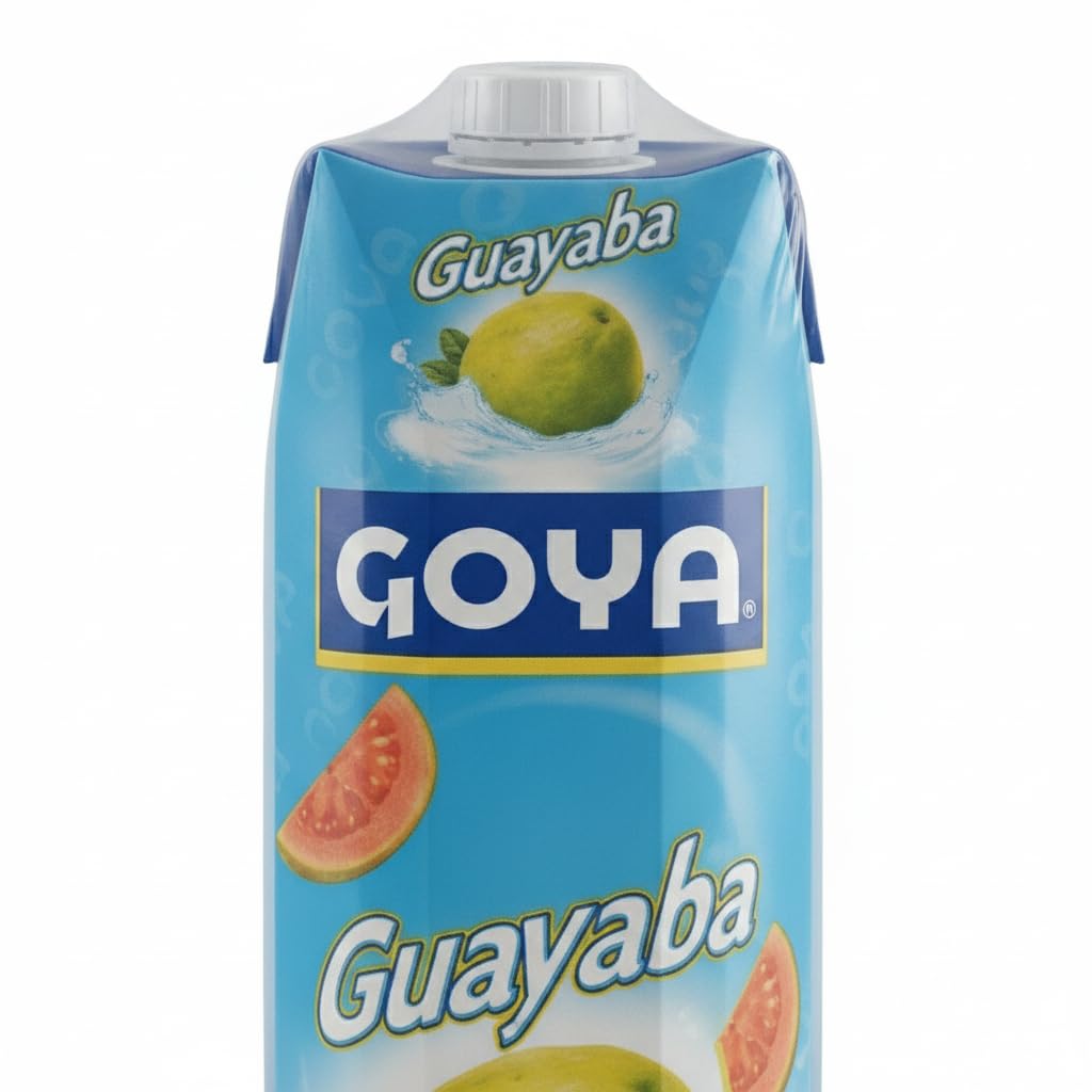 Jugo de Guayaba con Vitamina C - Pack de 12 Bricks de 1 Litro - Néctar de Fruta Tropical Refrescante - Formato Familiar Ahorro de 12L - Goya - Ideal para Desayunos, Cócteles y Postres - NEXU