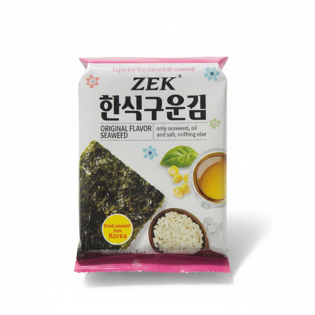 Alga Nori Tostada Sabor Original - Pack de 3 x 5g (15g Total) - Snack de Algas Coreanas Crujientes de Primera Cosecha - Ideal para Sushi, Arroz y Dietas Saludables - Sin Aditivos Artificiales - NEXU