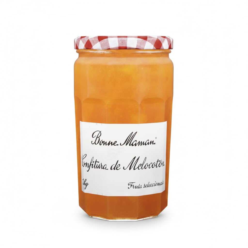 Confitura de Melocotón 1kg - Receta Tradicional con Ingredientes Naturales - Sin Colorantes ni Conservantes - Formato Familiar en Tarro de Cristal - NEXU