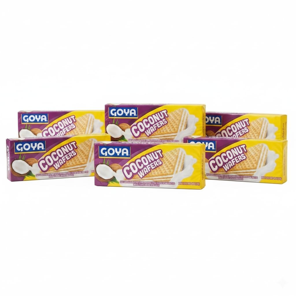 Galletas Wafer de Coco - Pack de 6 Unidades (140g c/u) - Galletas Crujientes Rellenas de Crema de Coco Natural - Goya - Ideal para Merienda y Postre - NEXU
