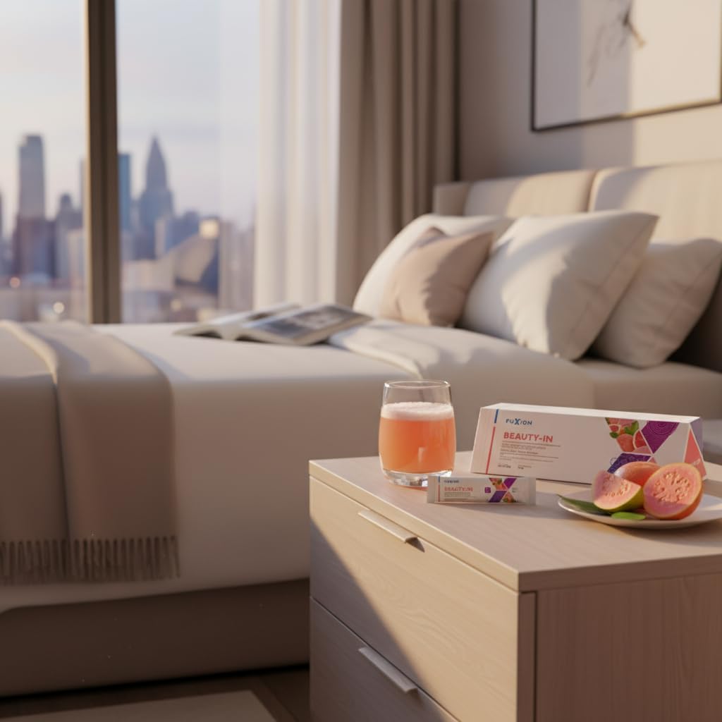 FUXION - BEAUTY-IN Refresco de Guayaba con Colágeno Hidrolizado y Biotina para Piel Radiante y Firme | Suplemento Antienvejecimiento con CoQ10 y Vitaminas C y E | Nutrición Celular | 28 sobres