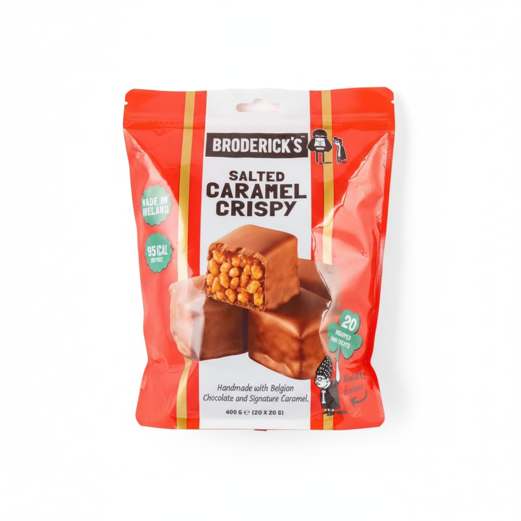 Salted Caramel Crispy - 20 Mini Bocaditos de Arroz Inflado con Chocolate Belga y Caramelo Salado, Bolsa 400g - Snack Artesanal Envuelto Individualmente - 95 kcal por Porción - NEXU