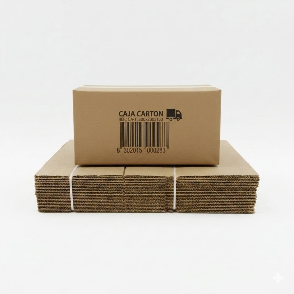 Pack de 36 Cajas de Cartón Corrugado para Envíos 300x200x150 mm - Embalaje Resistente para E-commerce y Mudanzas - 100% Reciclable con Código de Barras CA-1 - Montaje Rápido y Seguro - NEXU