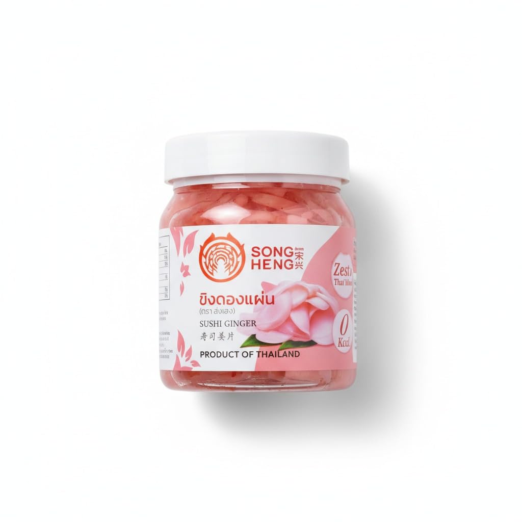 Jengibre Rosa para Sushi 200g - Jengibre Encurtido en Rodajas Gari Pink Ginger - Ideal para Comida Asiática y Sashimi - Sin Azúcar y Bajo en Calorías - Origen Tailandia - NEXU