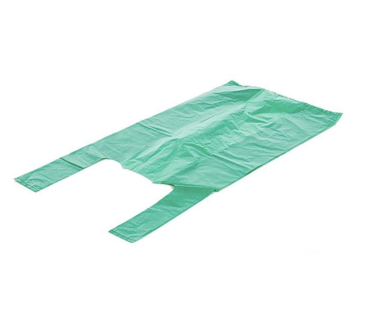 Bolsas plástico. Bolsas asas plástico. Bolsa Camiseta 70% reciclado 50 micras VERDES. Bolsa con asas. Paquete de 1 Kilo. (35x50 cm)