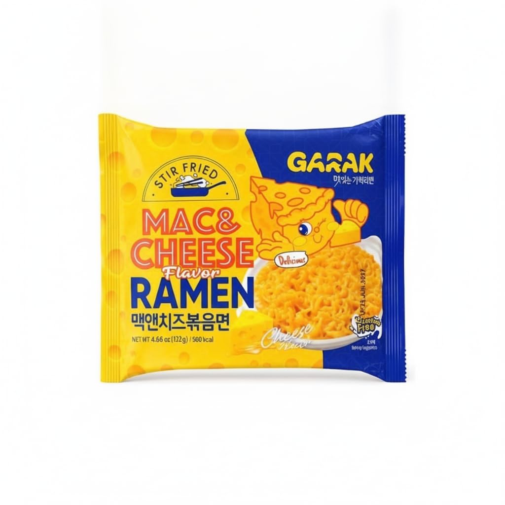 Fideos Instantáneos Coreanos Sabor Macarrones con Queso - Pack de 3 unidades - Estilo Stir-Fried Salteado - Preparación en 3.5 Minutos - Sin Lactosa - 132g (396g Total) - NEXU