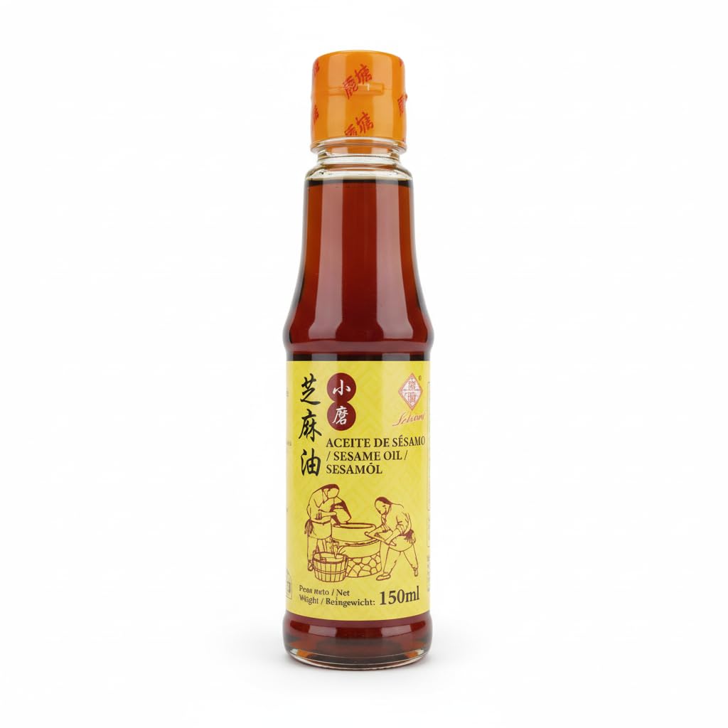 Aceite de Sésamo 150ml - Aceite Puro de Sésamo para Cocina Asiática, Salteados y Ensaladas - Botella de Cristal - Aroma Intenso y Tradicional - Sin Azúcares ni Sal Añadida - NEXU