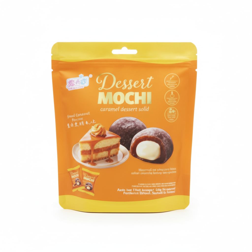 Mochi Relleno Sabor Chocolate y Caramelo Salado - Dulce Tradicional Asiático de Textura Suave y Elástica - Pack de 120g - Snack Exótico de Taiwán para Merienda y Postre Gourmet - NEXU