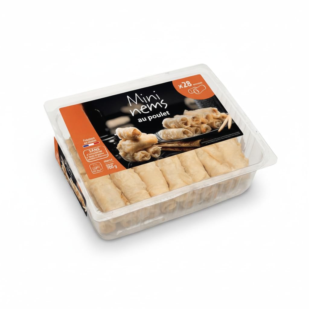 Mini Nems de Pollo - 700g (aprox. 28 uds) - Rollitos de Arroz Crujientes con Pollo y Verduras - Sin Aceite de Palma ni Conservantes - Receta Tradicional Elaborada - NEXU