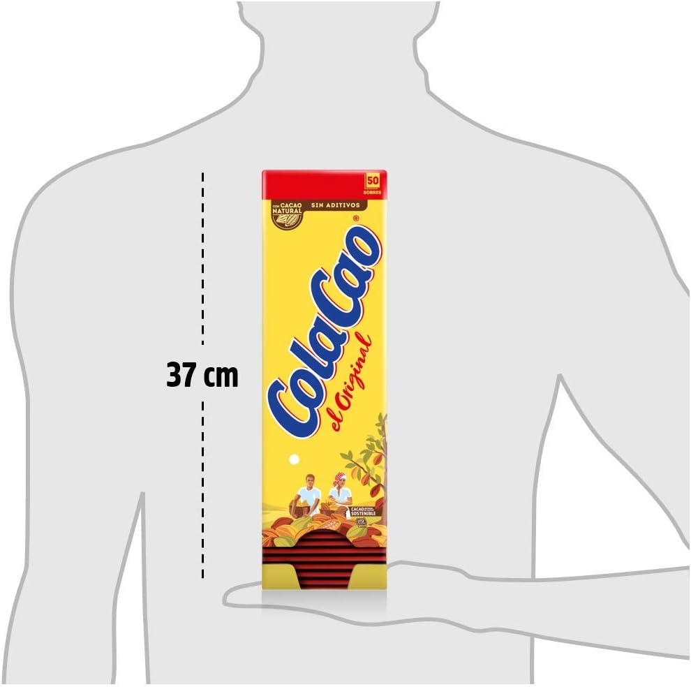 ColaCao, Original, Cacao Soluble Natural y sin Aditivos - 50 sobres de 18g - 900g