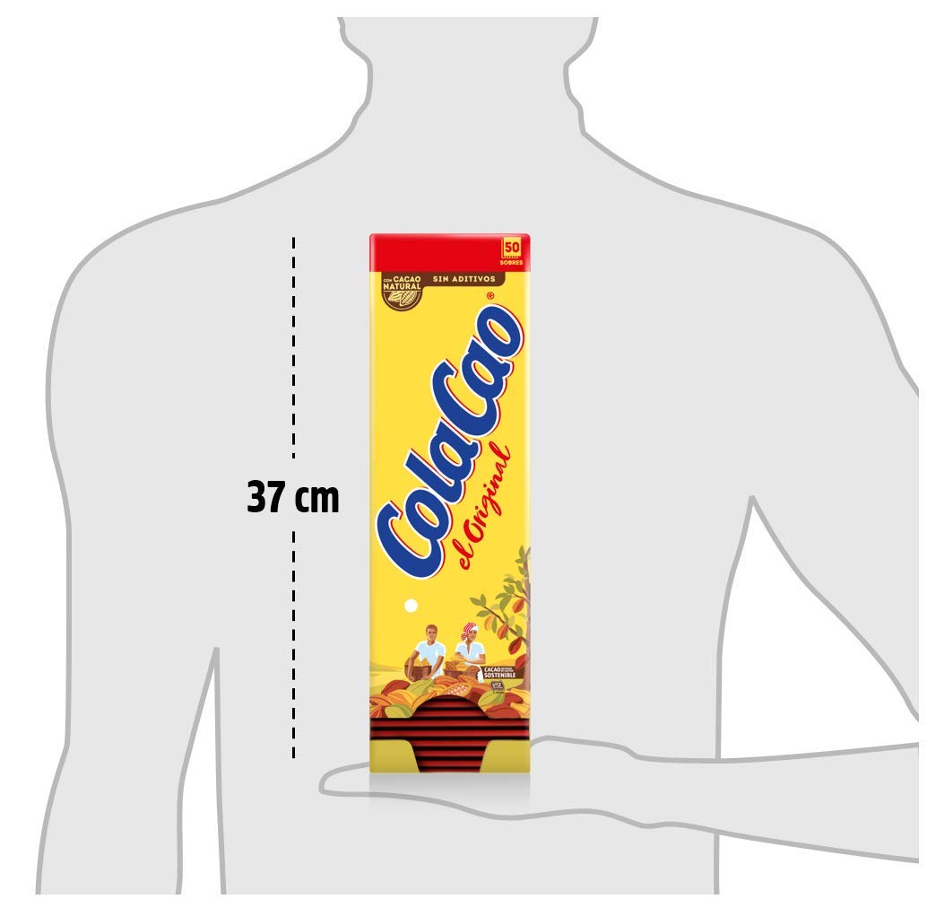 ColaCao, Original, Cacao Soluble Natural y sin Aditivos - 50 sobres de 18g - 900g