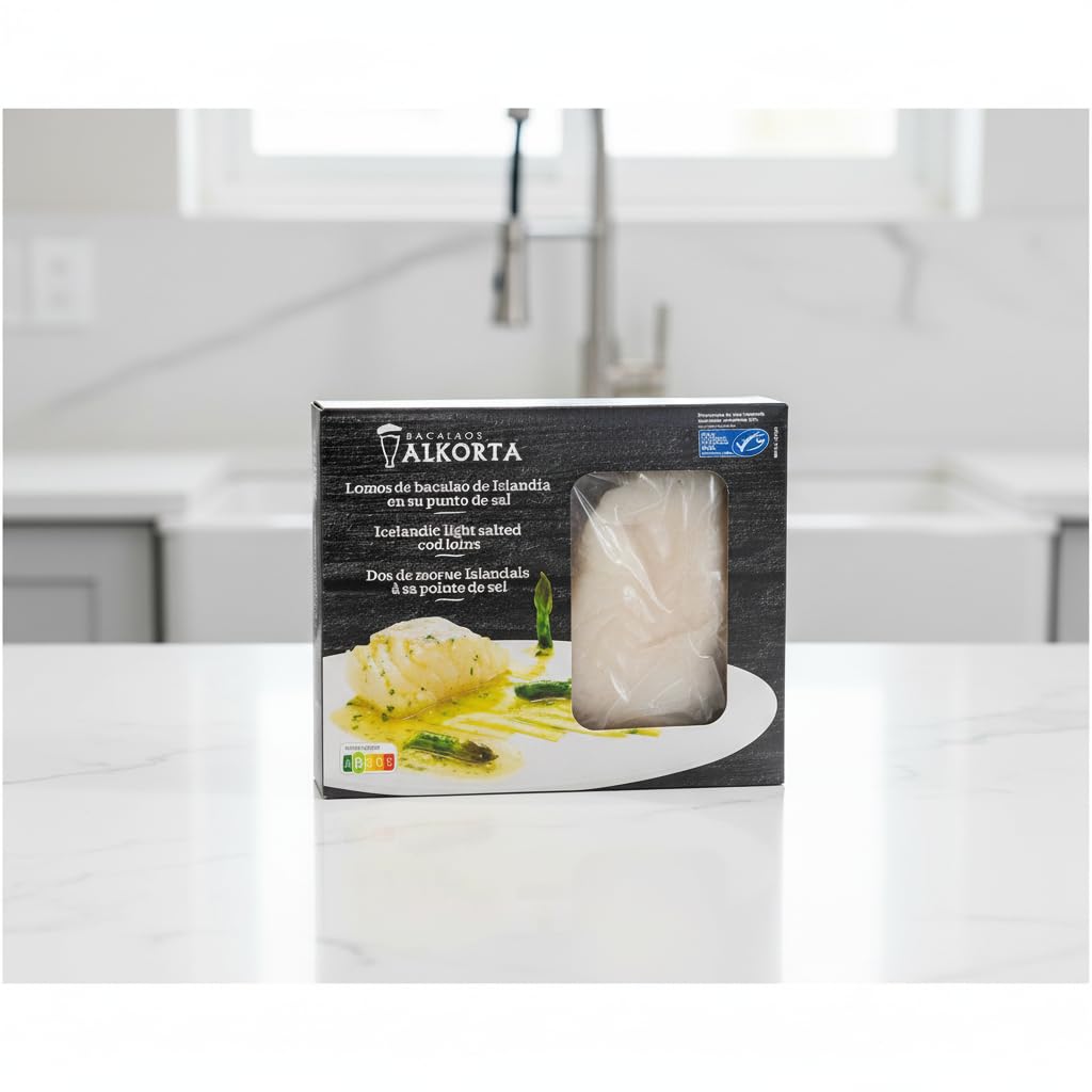 Lomos de Bacalao de Islandia en su Punto de Sal - Pescado Sostenible con Sello MSC - Formato Ahorro de 2 kg (Peso Neto Escurrido 1,7 kg) - Bacalaos Alkorta - Rico en Proteínas - NEXU