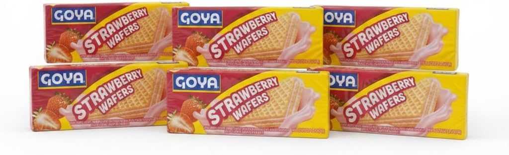 Galletas Wafer de Fresa - Pack Ahorro de 6 Unidades (140g c/u) - Barquillos Crujientes con Relleno Cremoso para Merienda y Postres - Goya - Snack Familiar - NEXU