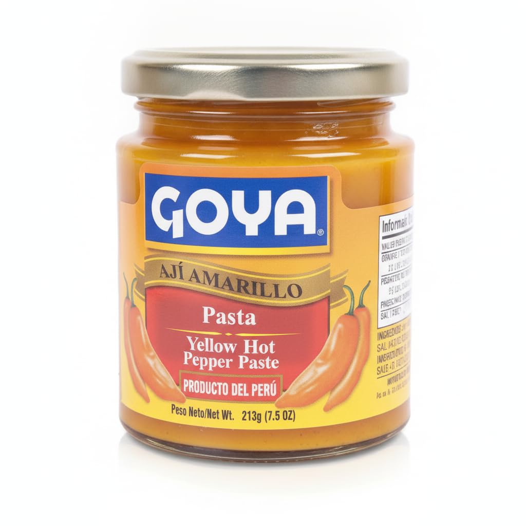Pasta de Ají Amarillo - Pasta de Chile Amarillo Picante para Cocina Tradicional Peruana - Causa Limeña y Ají de Gallina - GOYA - Tarro de Cristal, 213g (7.5 oz) - NEXU