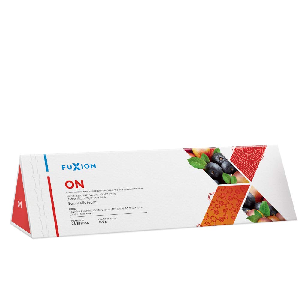 FUXION - ON Bebida Funcional con Taurina y Yerba Mate para Concentración y Energía Mental - Suplemento para Enfoque y Aprendizaje Activo - 28 Sticks