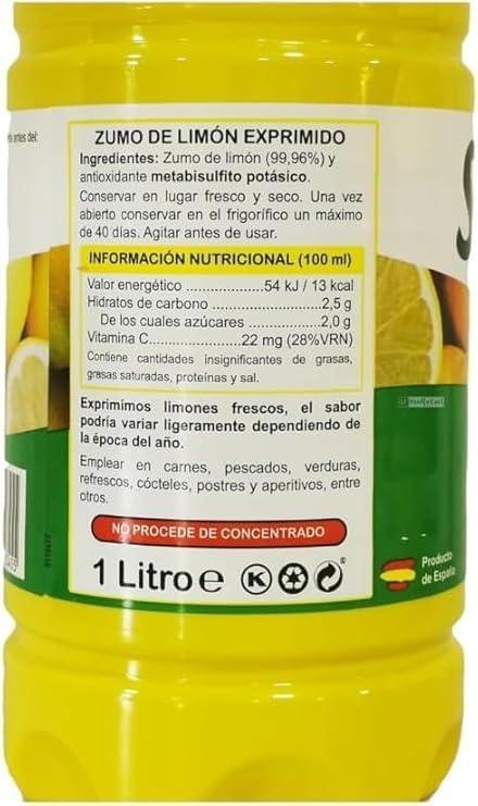 Zumo de Limón Exprimido – SoLimón -PACK 2 BOTELLAS Ideal para cocina, bebidas, postres y cócteles (2L, LIMON) BY NEXUSELL