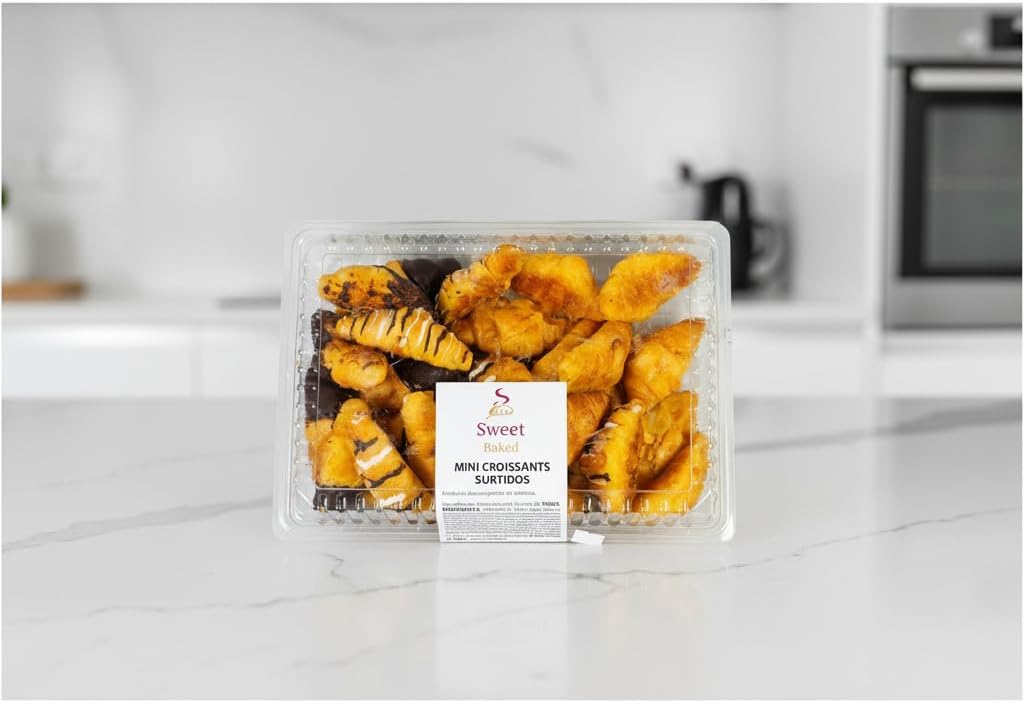 Mini Croissants Surtidos - Bandeja Familiar de 850g - Selección de Bollería de Mantequilla, Chocolate y Glaseado - Sweet Baked - Ideal para Desayunos y Eventos - NEXU