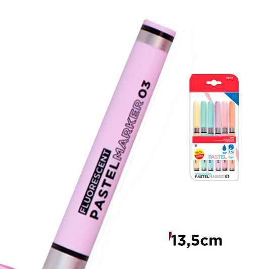 A2ZWORLD Paquete de 6 subrayadores de bolígrafo de 1-3 mm para notas de oficina y escuela, marcadores de papelería de 6 colores brillantes surtidos (pastelo)