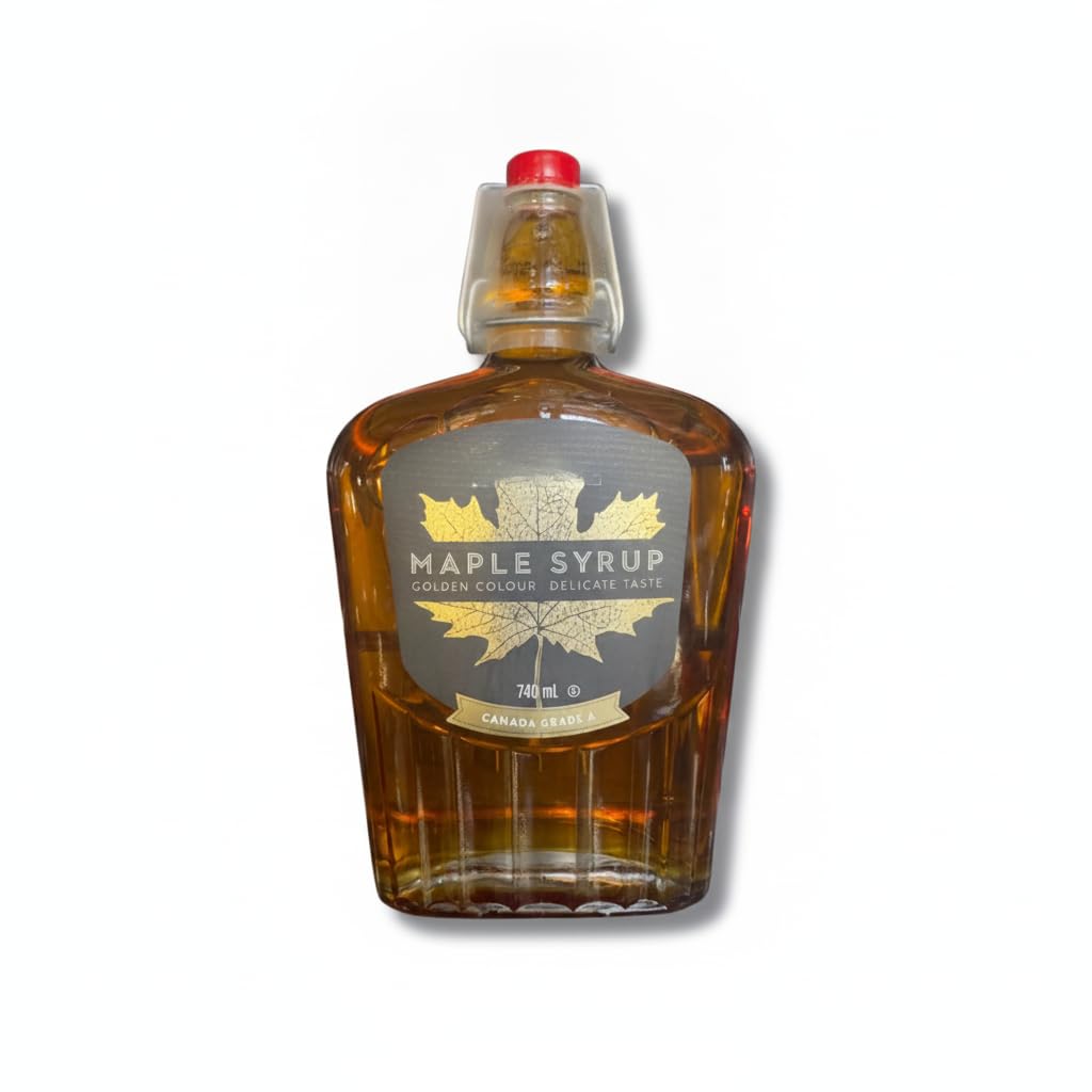 Jarabe de Arce 100% Puro de Canadá Grado A - Sirope de Arce Natural 740 ml en Botella de Vidrio Reutilizable - Endulzante para Tortitas, Gofres y Repostería - Color Dorado - NEXU