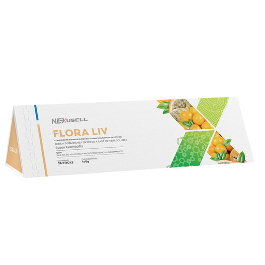 FLORA LIV- té frutal en polvo- TE CON FIBRA PREBIÓTICA + EXTRACTO DE PULPA DE GRANADILLA - MEJOR SALUD DIGESTIVA y ACTIVAR las defensas naturales / 1 CAJA CON 28 STICK