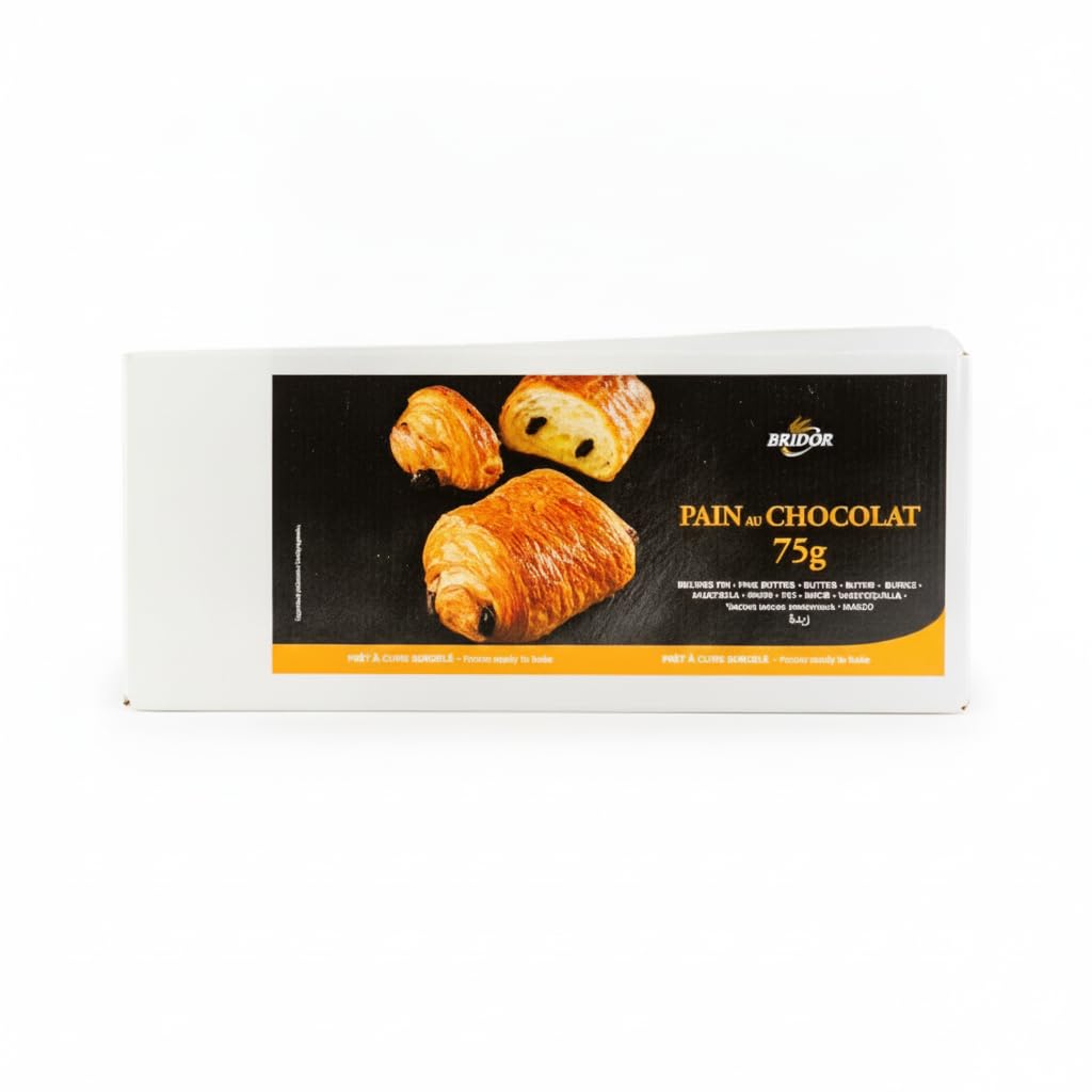 Pain au Chocolat // Pan con Chocolate - Pack de 20 Unidades de 75g (1,5kg) - Bollería Francesa con Mantequilla Fina - Bridor Napolitanas de Chocolate Listas para Hornear - NEXU