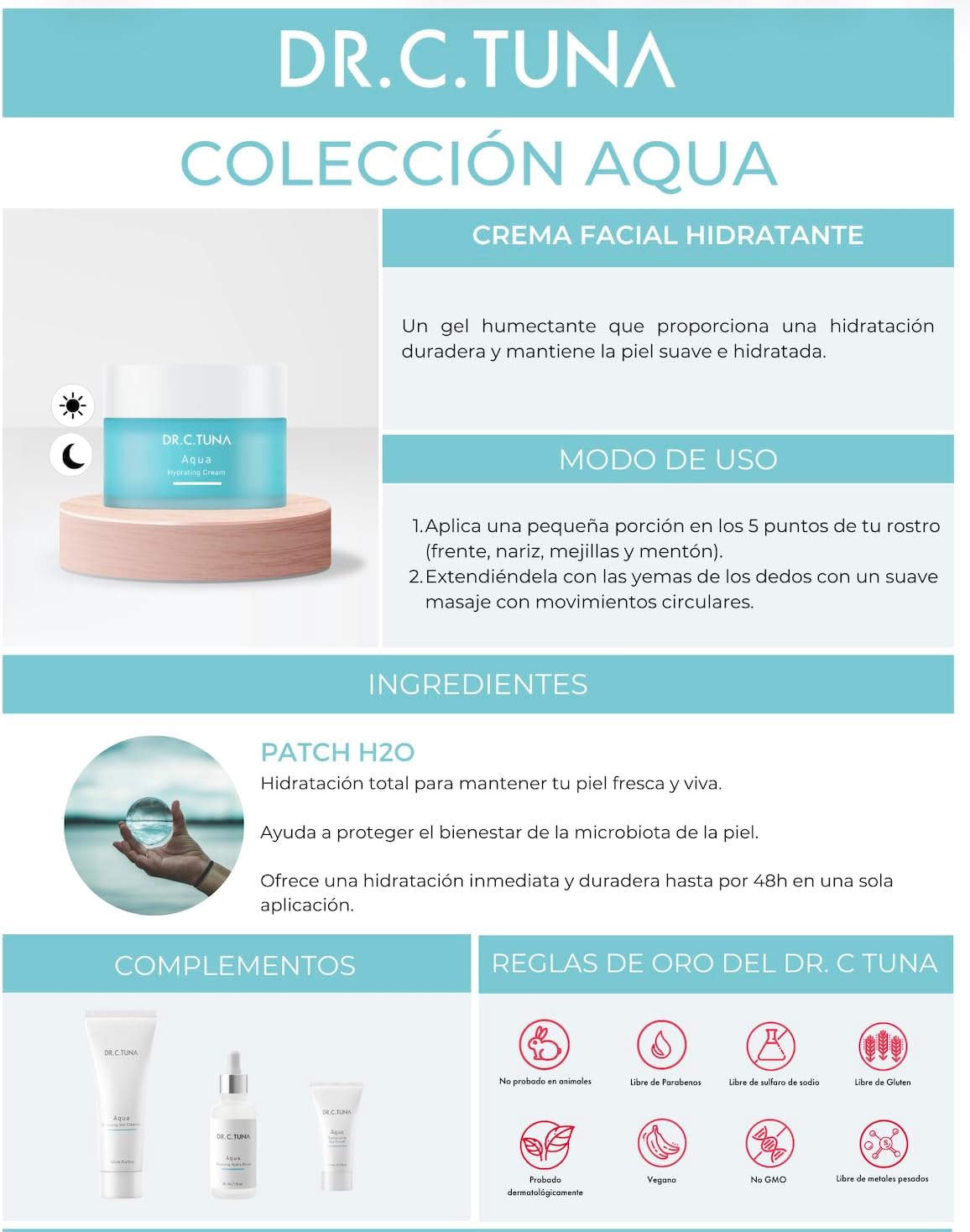 FARMASI - Dr. C. Tuna | Aqua | Crema Hidratante Facial en Gel para Piel Deshidratada | Hidratación Duradera y Profunda Deja la Piel Suave y Fresca | Cuidado Diario | 50ml by NEXUSELL