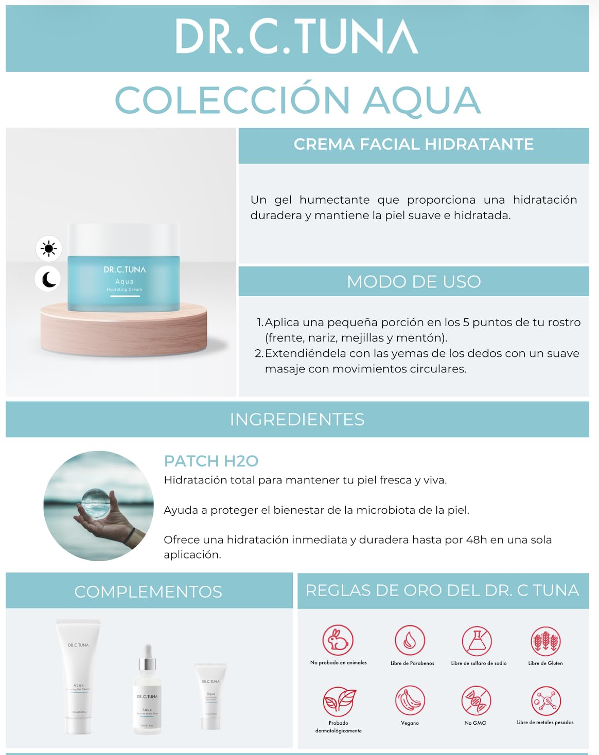 FARMASI - Dr. C. Tuna | Aqua | Crema Hidratante Facial en Gel para Piel Deshidratada | Hidratación Duradera y Profunda Deja la Piel Suave y Fresca | Cuidado Diario | 50ml by NEXUSELL