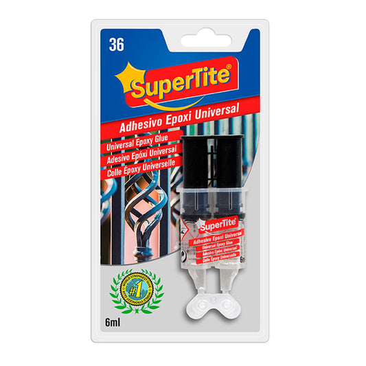 SUPERTITE Pegamento Epoxi 2 Componentes (6 Ml.) Pegamento Metal, Cristal, Espejos, Plásticos, Mármol, Embarcaciones, Madera, Piel, Etc