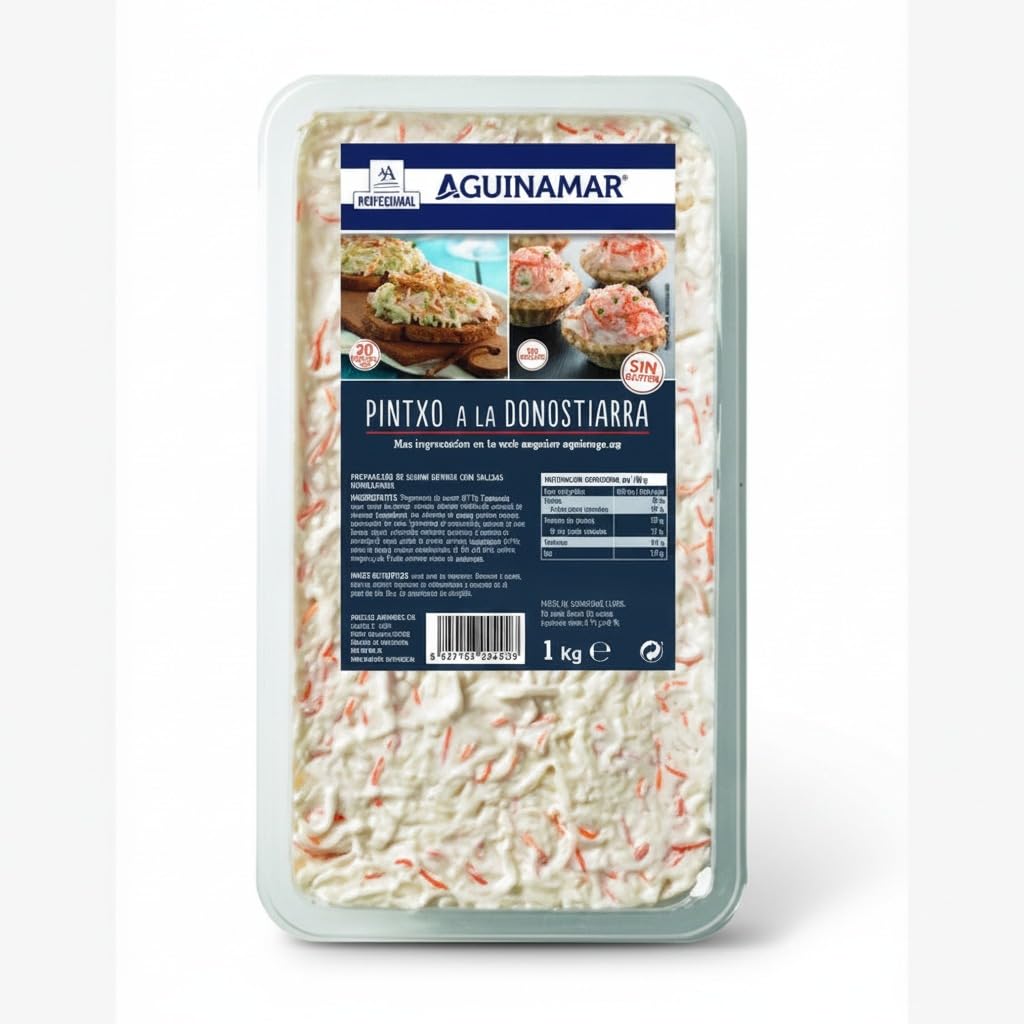Pintxo a la Donostiarra 1kg - Preparado de Surimi con Gambas para Tapas y Aperitivos - Formato Hostelería y Profesional - Sin Gluten - Listo para Consumir - NEXU