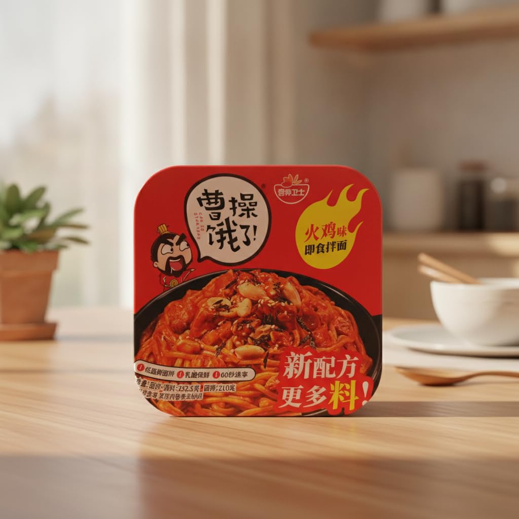 Fideos Instantáneos de Pollo Picante Estilo Fire Chicken - Ramen de Trigo Fresco Preparación 60 Segundos - Pack de 252.5g con Salsa, Rábano Encurtido, Sésamo y Algas Nori - NEXU