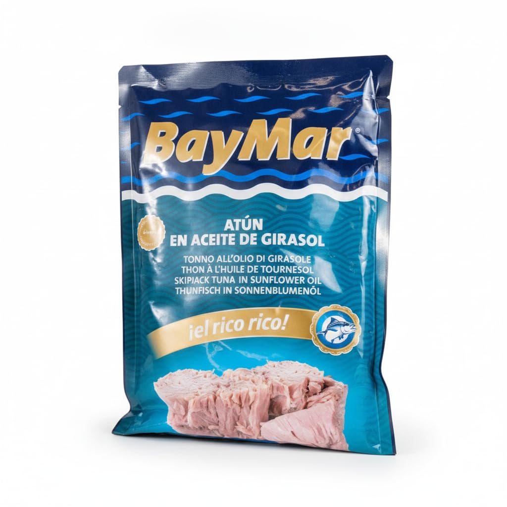 Atún en Aceite de Girasol - Trozos de Atún Listado (Katsuwonus pelamis) - Formato Ahorro 1000g (Neto Escurrido 950g) - Ideal para Hostelería, Ensaladas y Rellenos - Envase Pouch Práctico - NEXU