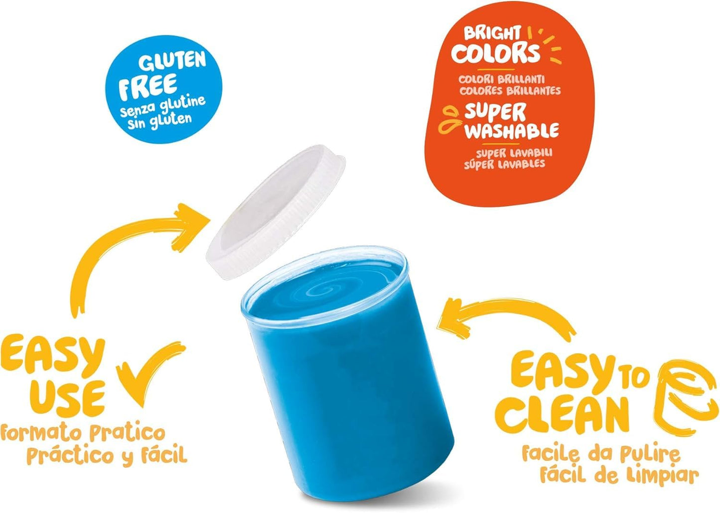 Carioca FINGER PAINT | KO032 - Set de Pintura de Dedos Super Lavable para niños a partir de 24 meses, Multicolor, 6 Botes de 80ml