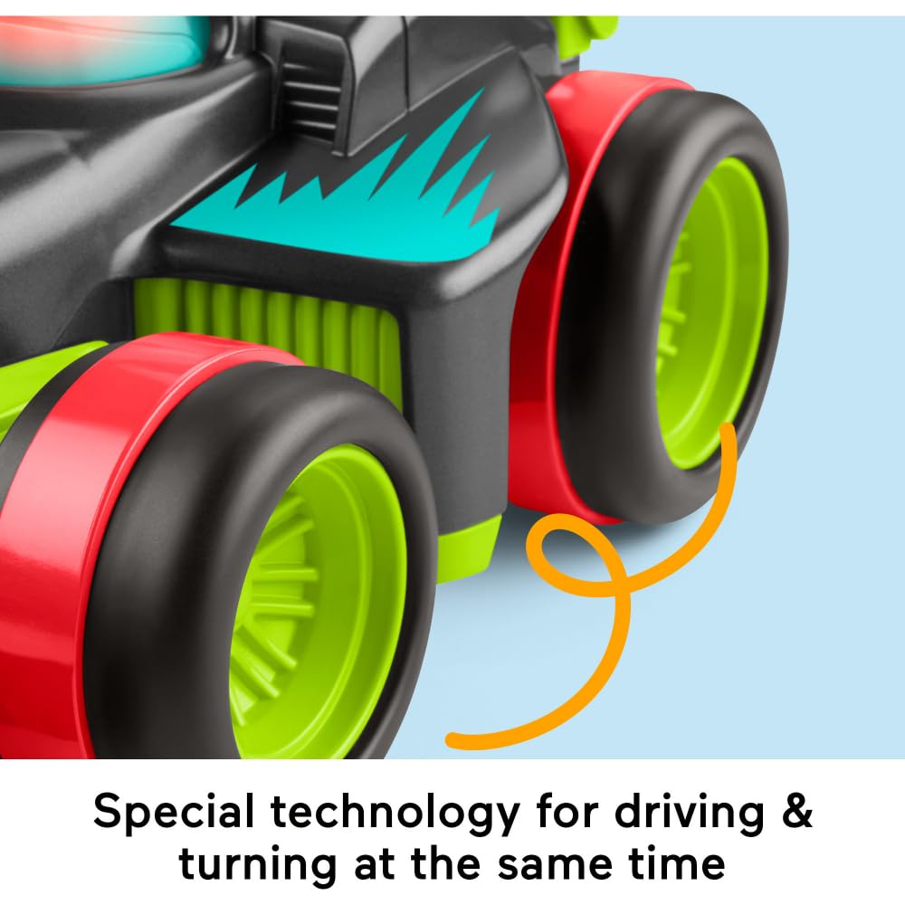 Fisher-Price Mi Primer RC, Coche de juguete de carreras teledirigido con 2 velocidades y mando radio control de fácil manejo con 4 botones, regalo para niños y niñas +3 años, HYH28