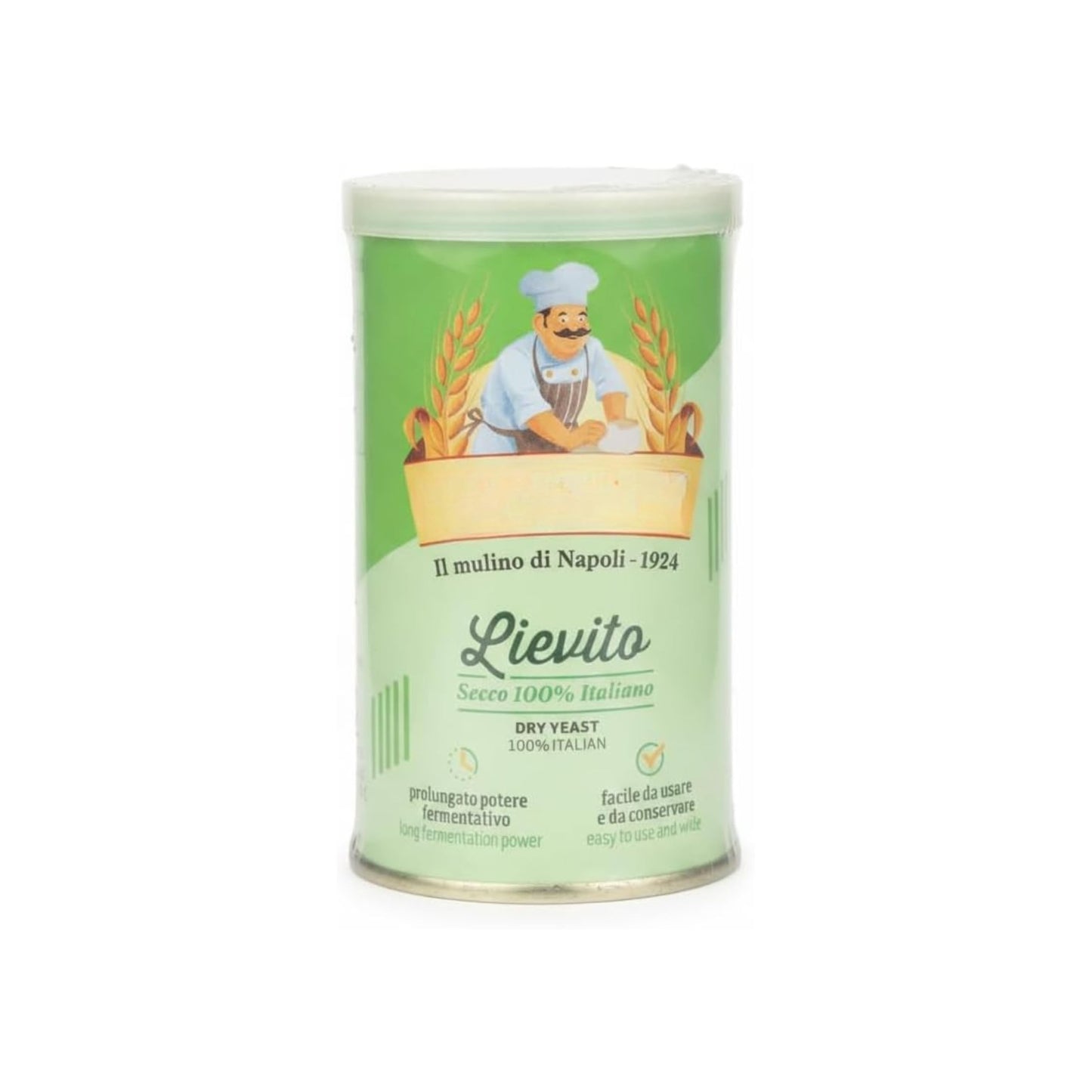 Levadura Seca Activa 100% Italiana para Pizza y Pan - Pack de 2 Latas de 100g (200g Total), Fermentación Prolongada - Sin Gluten - Alta Actividad para Repostería - NEXU