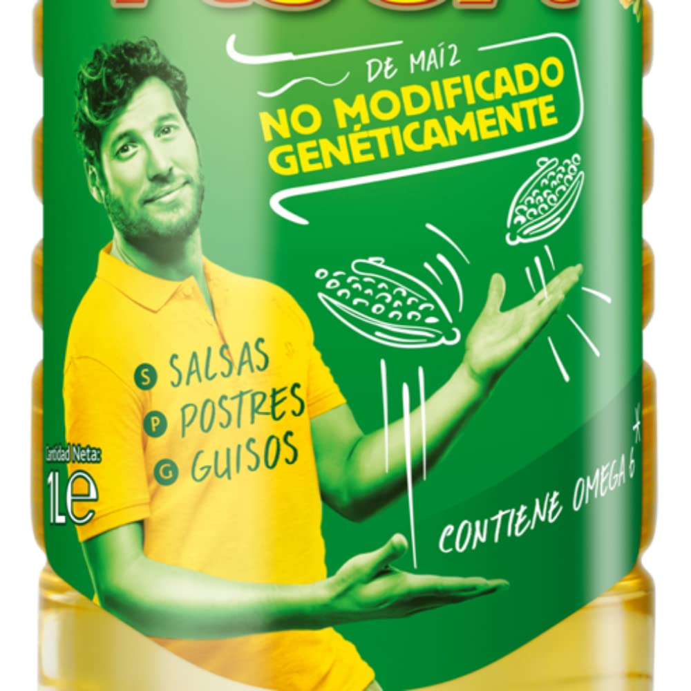 Koipe Asua -Aceite Refinado de Germen de Maíz no modificado genéticamente rico en Omega 6 - Botella de 1 L