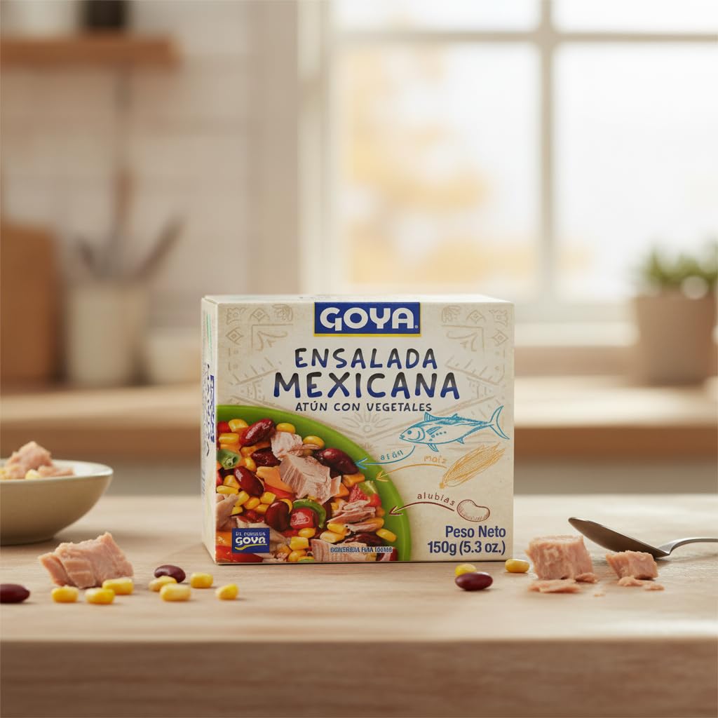 Ensalada Mexicana de Atún con Maíz y Alubias - Pack de 5 Latas de 150g (Total 150) - Receta Tradicional Lista para Consumir - Ideal para Almuerzos Rápidos y Picnic - NEXU