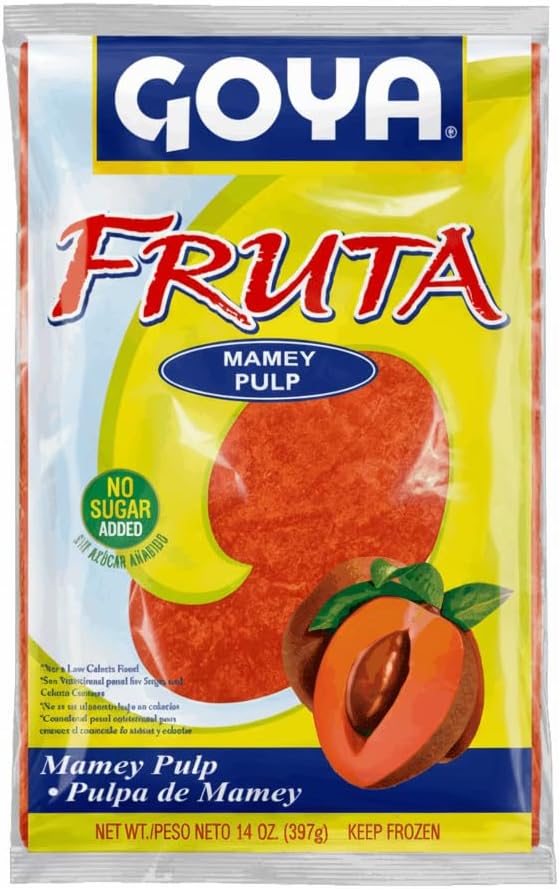 Pulpa de Mamey 100% Natural, 14 oz (397g), Caja de 12 Unidades - Goya - Fruta Congelada Sin Azúcar Añadida para Batidos y Postres - NEXU