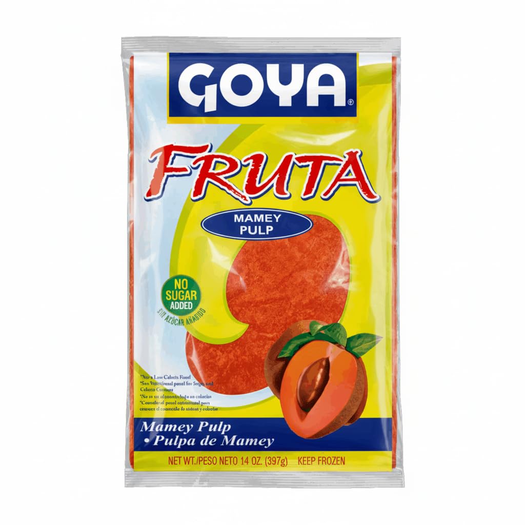 Pulpa de Mamey 100% Natural, 14 oz (397g), Caja de 12 Unidades - Goya - Fruta Congelada Sin Azúcar Añadida para Batidos y Postres - NEXU