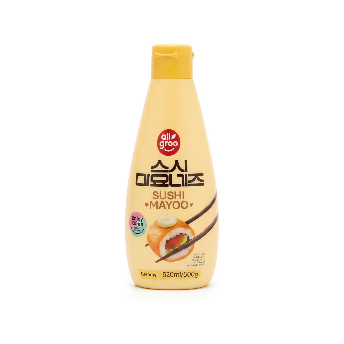 Sushi Mayoo - Mayonesa Cremosa para Sushi 520ml, Salsa Coreana Auténtica para Decoración de Rollos y Dips - Sabor Suave con Dosificador de Precisión, 500g - NEXU