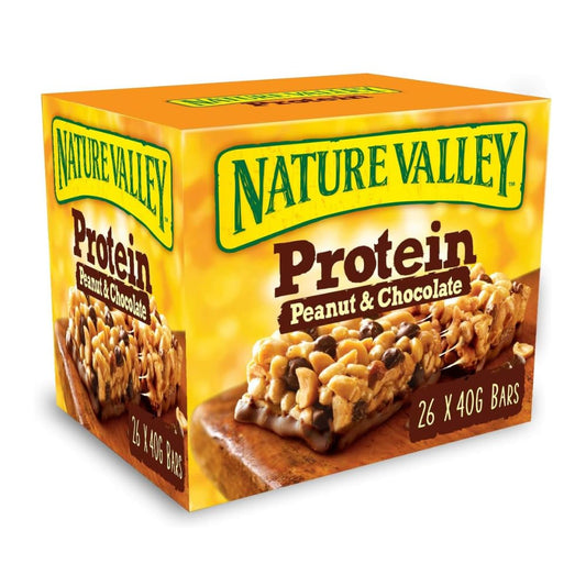 Nature Valley Protein, Barritas de Proteína de Cacahuete y Chocolate, Ingredientes Naturales, Apto para Vegetarianos, 26x40gr